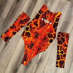 Freedom Rave Wear Volcanic Cutout Sideboob Bodysuit